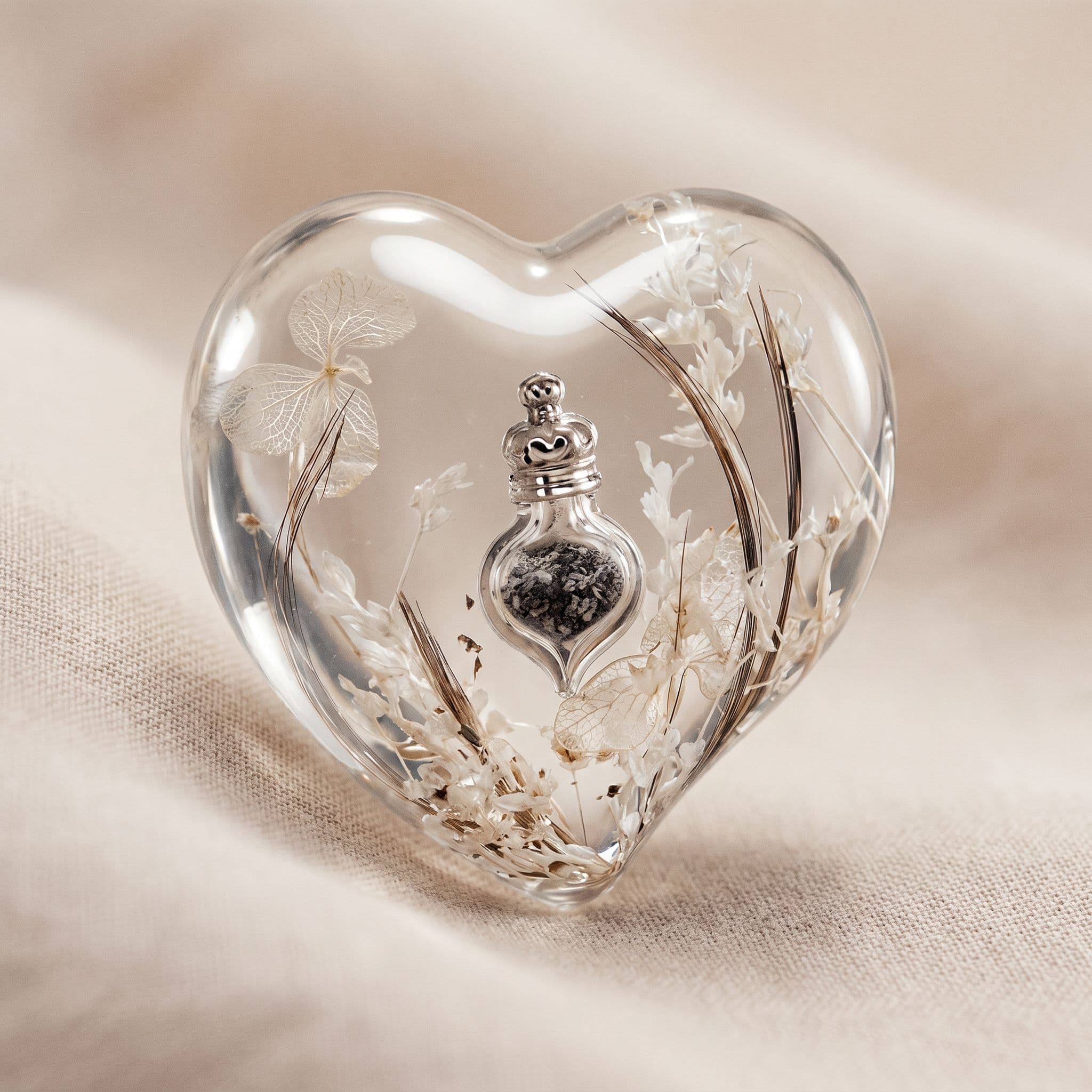 Heart Memory Stone mit Aschen-Flakon