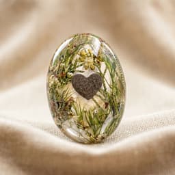 Oval Memory Stone mit herzförmiger Aschenanordnung