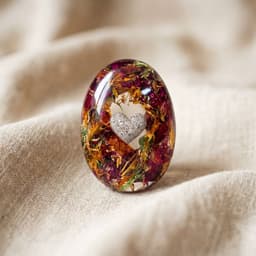 Oval Memory Stone mit herzförmiger Aschenanordnung