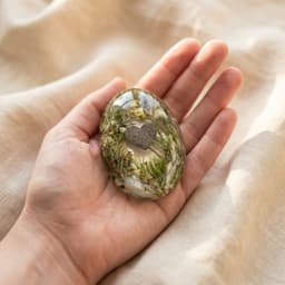Oval Memory Stone mit herzförmiger Aschenanordnung