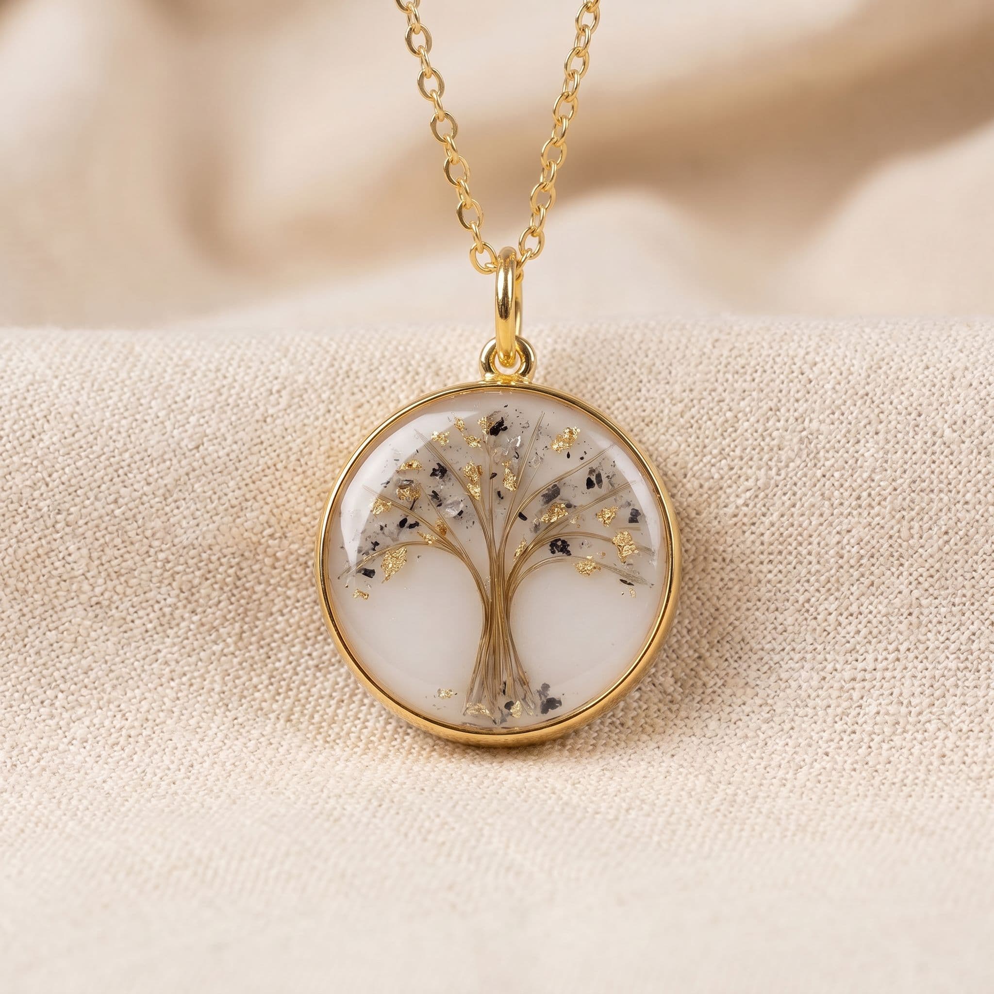 Circle of Life Kette mit individueller Aschenanordnung (18 mm, 14K Gold)