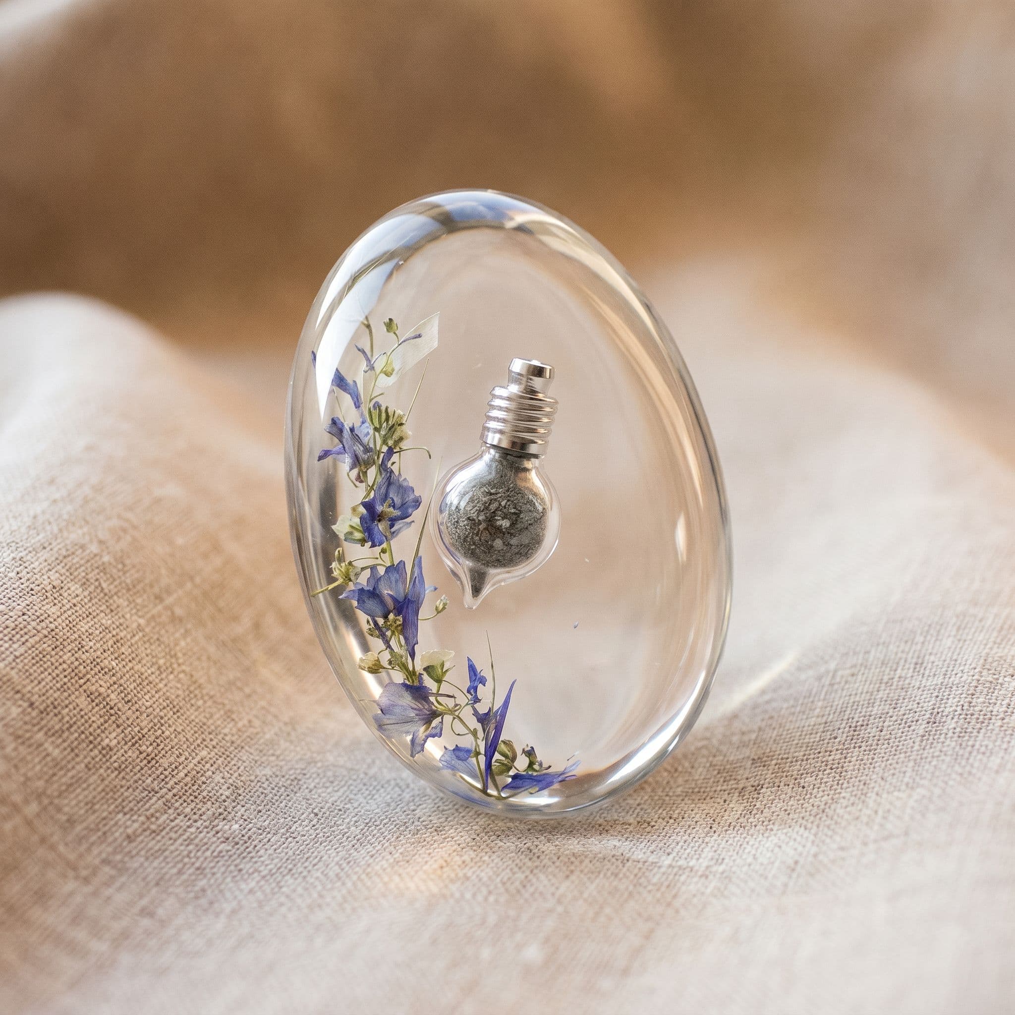 Oval Memory Stone mit Aschekapsel