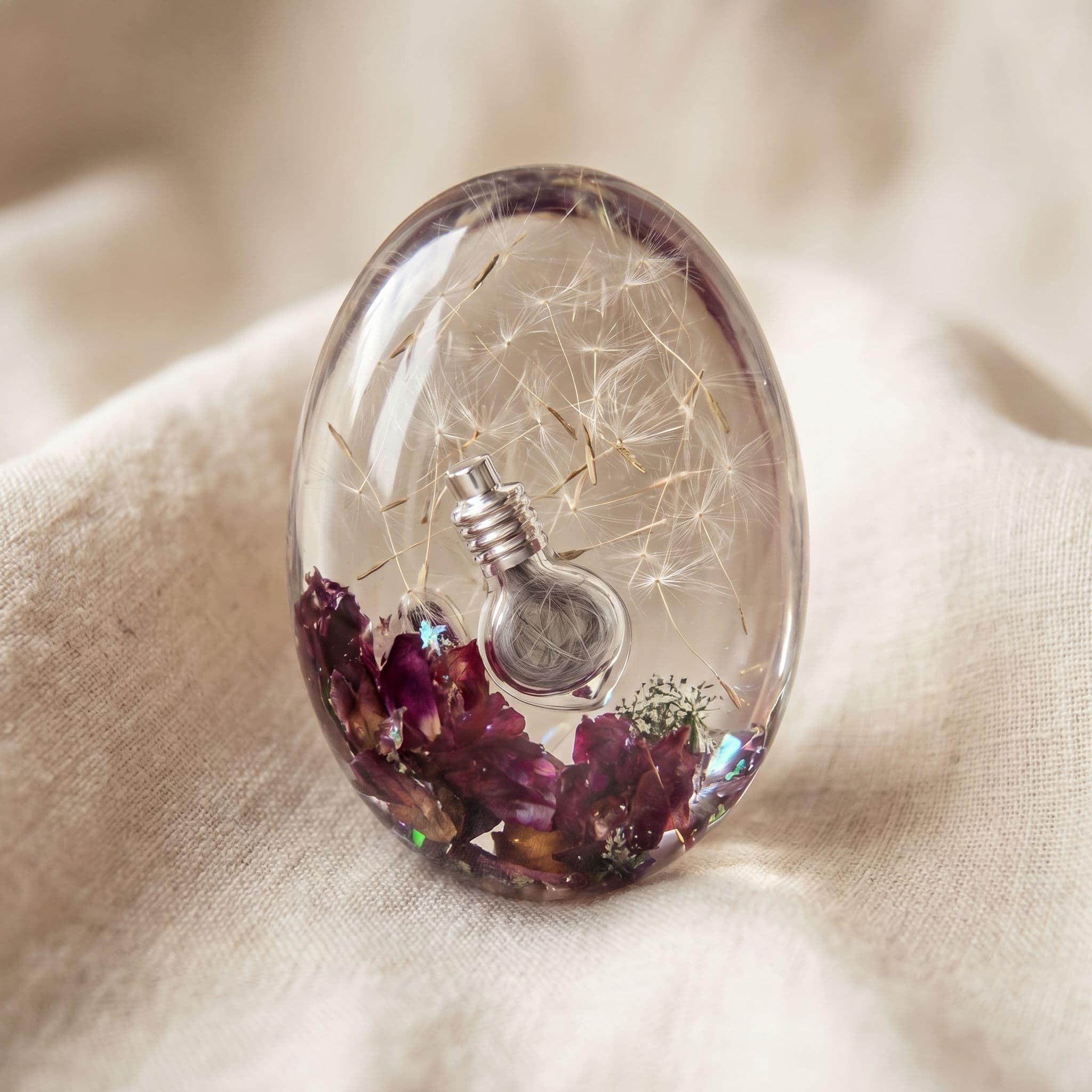 Oval Memory Stone mit Aschekapsel