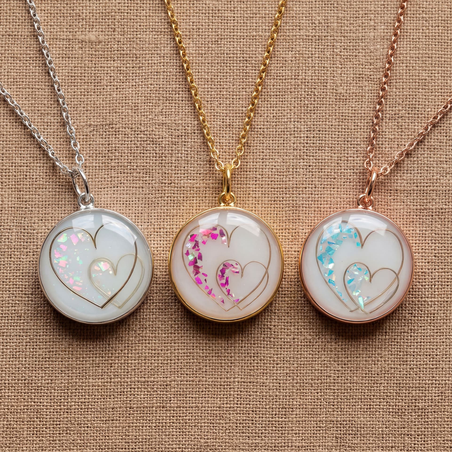 Circle of Life Pendant with Hair, Two Hearts (18 mm) - available colour options