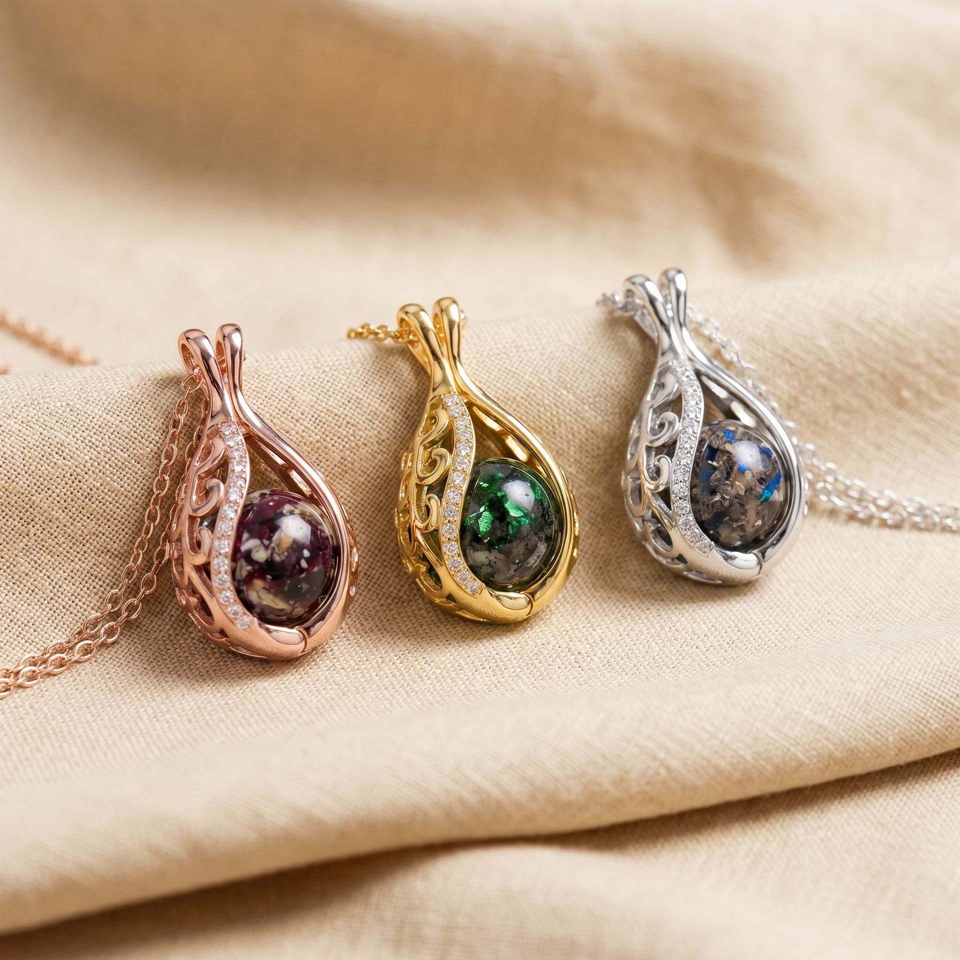 Teardrop Necklace with Ashes - available colour options