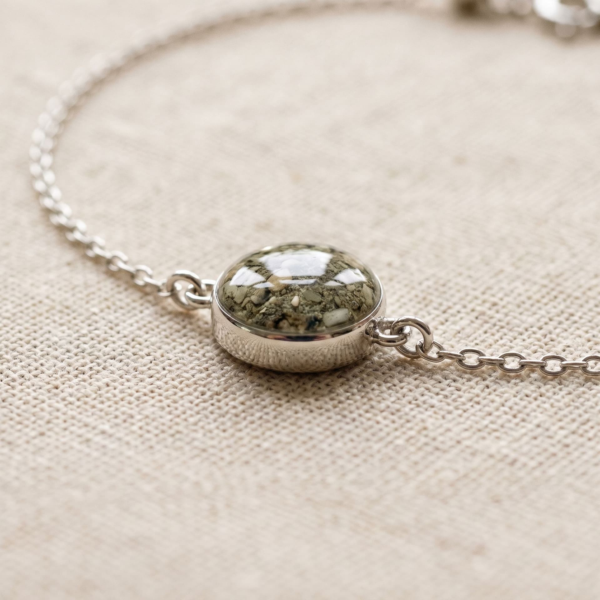 Circle of Life Bracelet with Ashes - close-up detail view