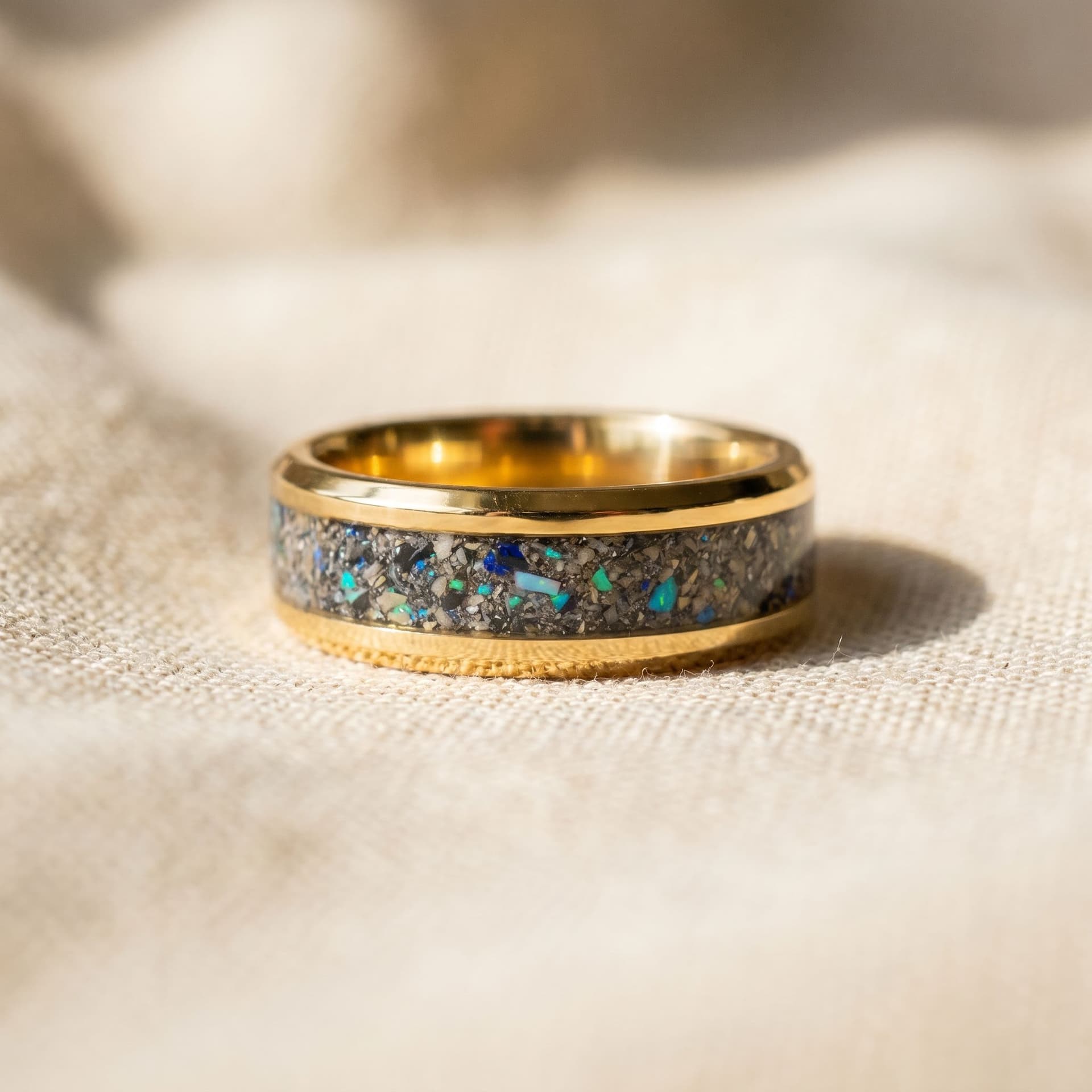 Universe Band Ring with Ashes - close-up detail view