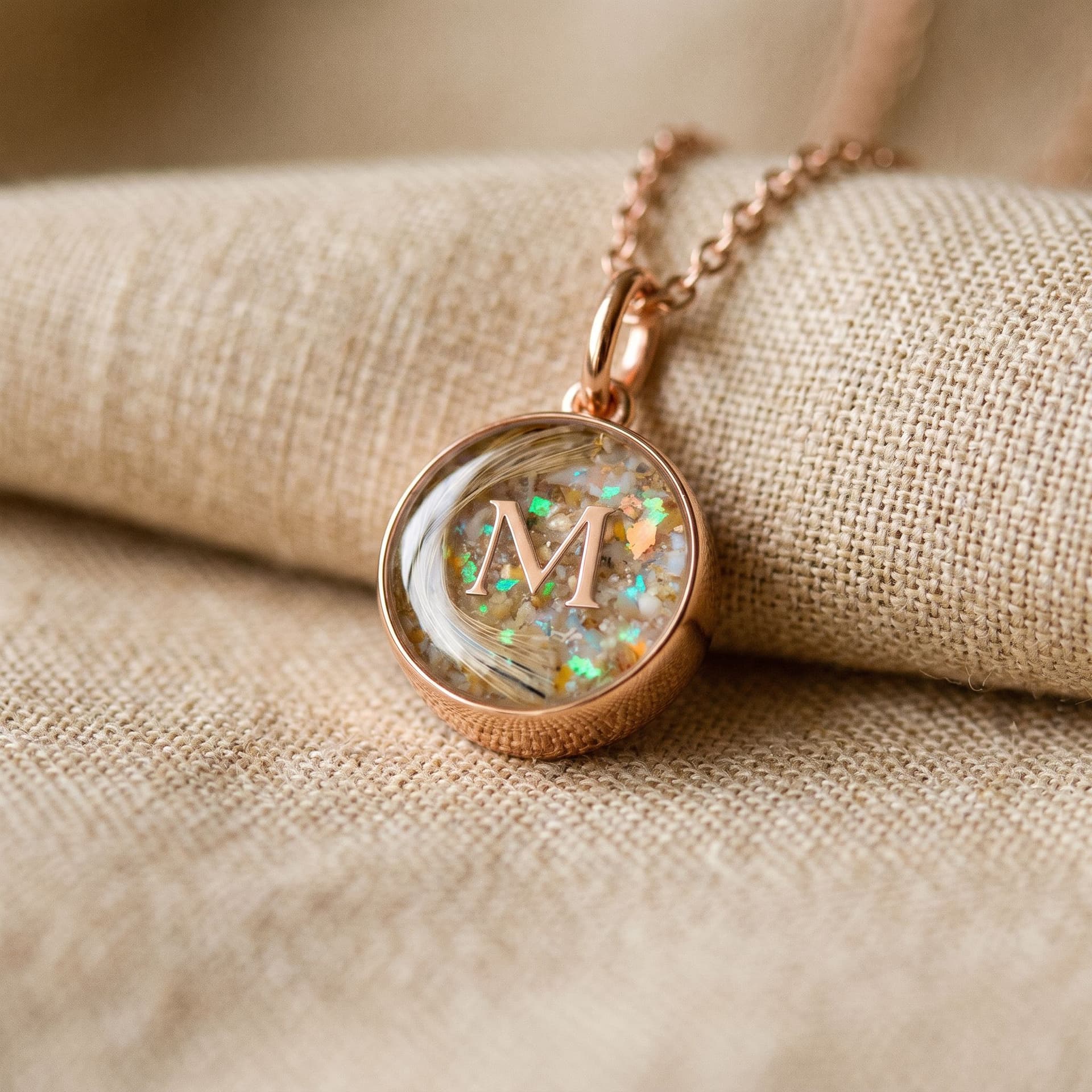 Circle of Life Pendant with Ashes (12 mm) - close-up detail view