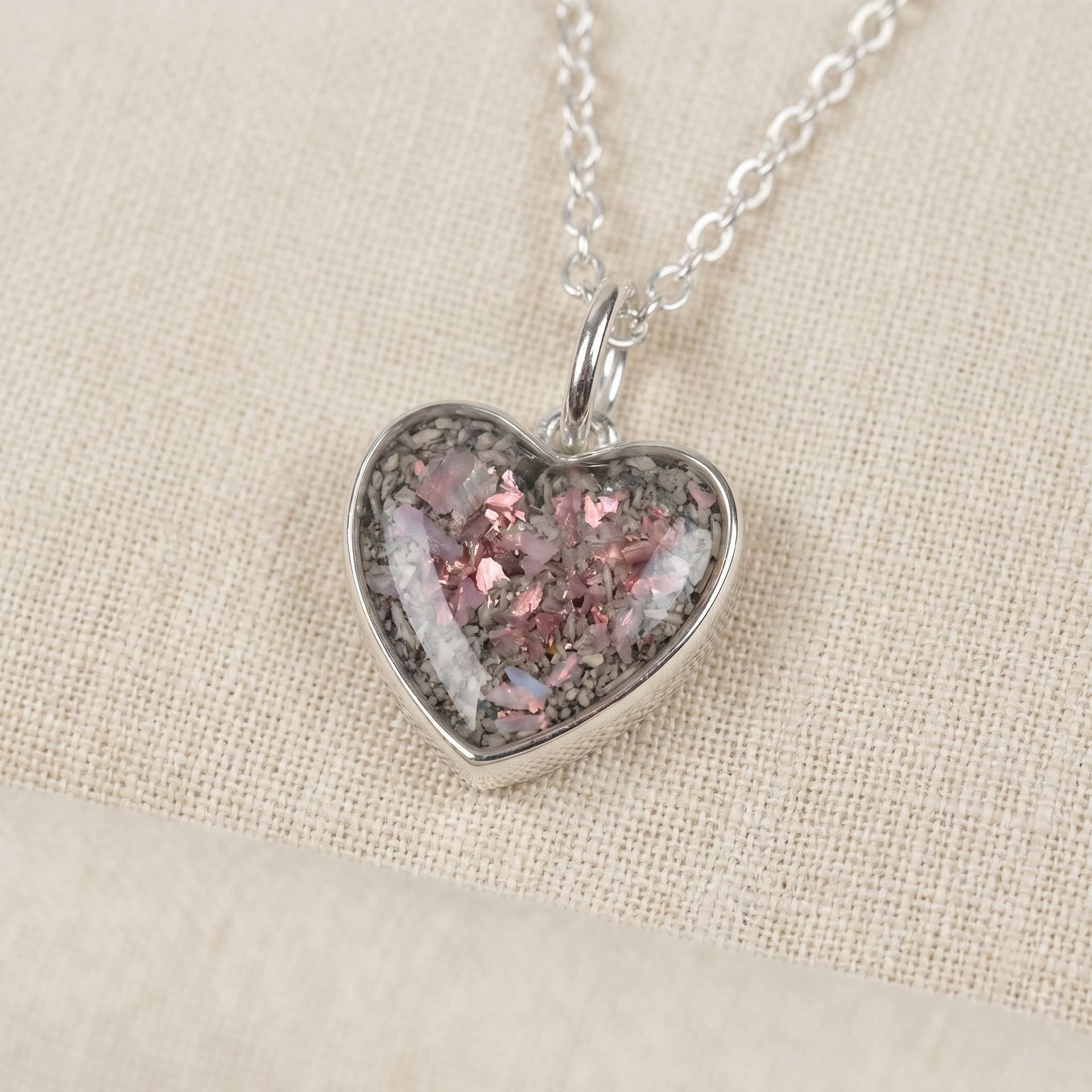 Sweetheart Necklace with Ashes - close-up detail view