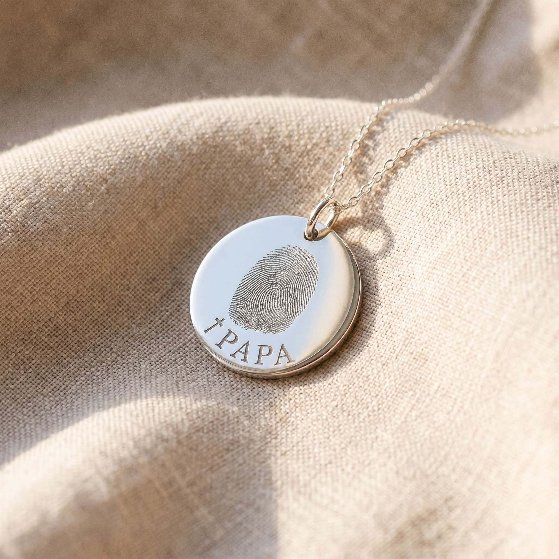 Luna Pendant with Fingerprint - close-up detail view