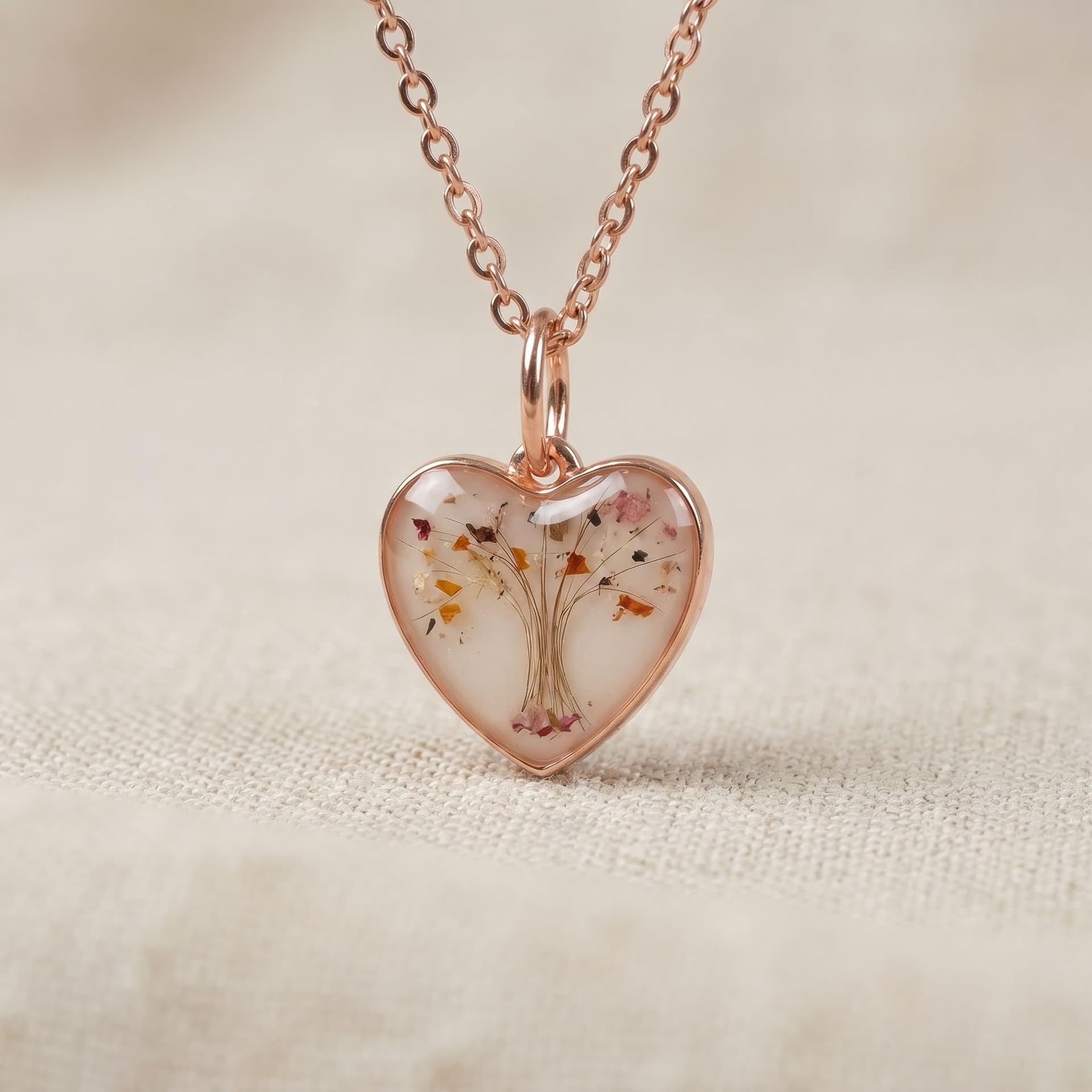 Sweetheart Necklace with Hair, Tree of Life - close-up detail view