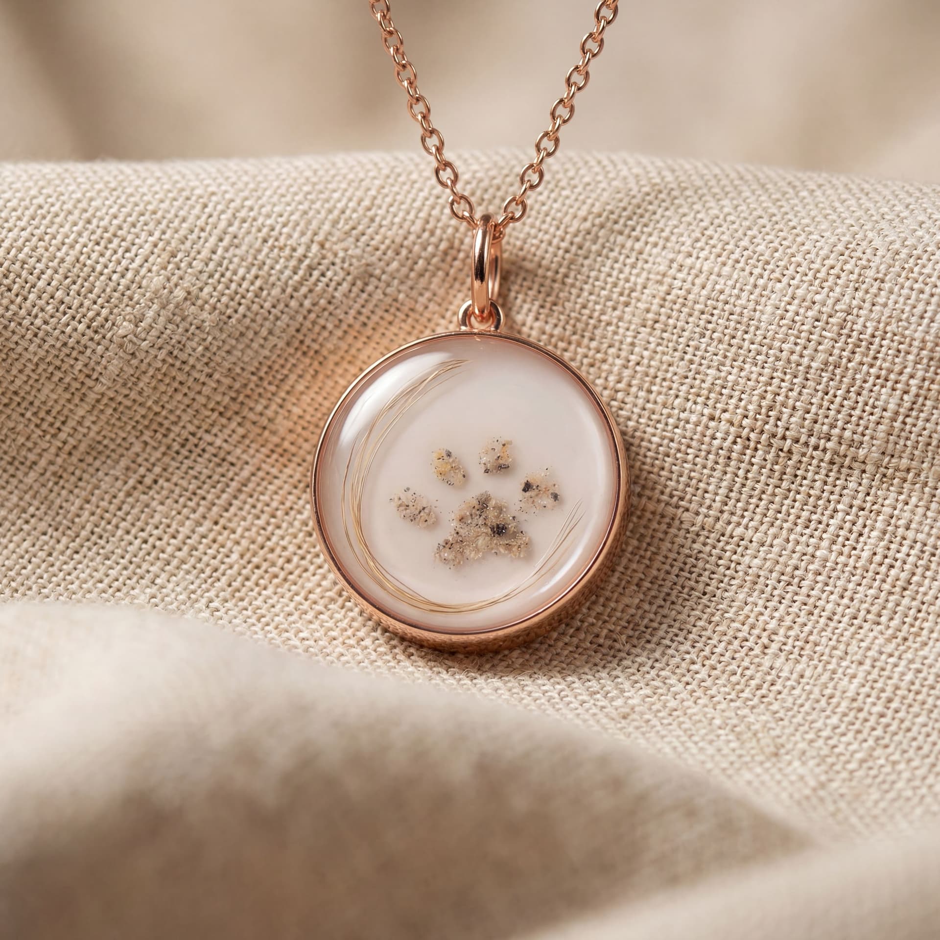 Circle of Life Pendant with Ashes, Paw (18 mm) - close-up detail view
