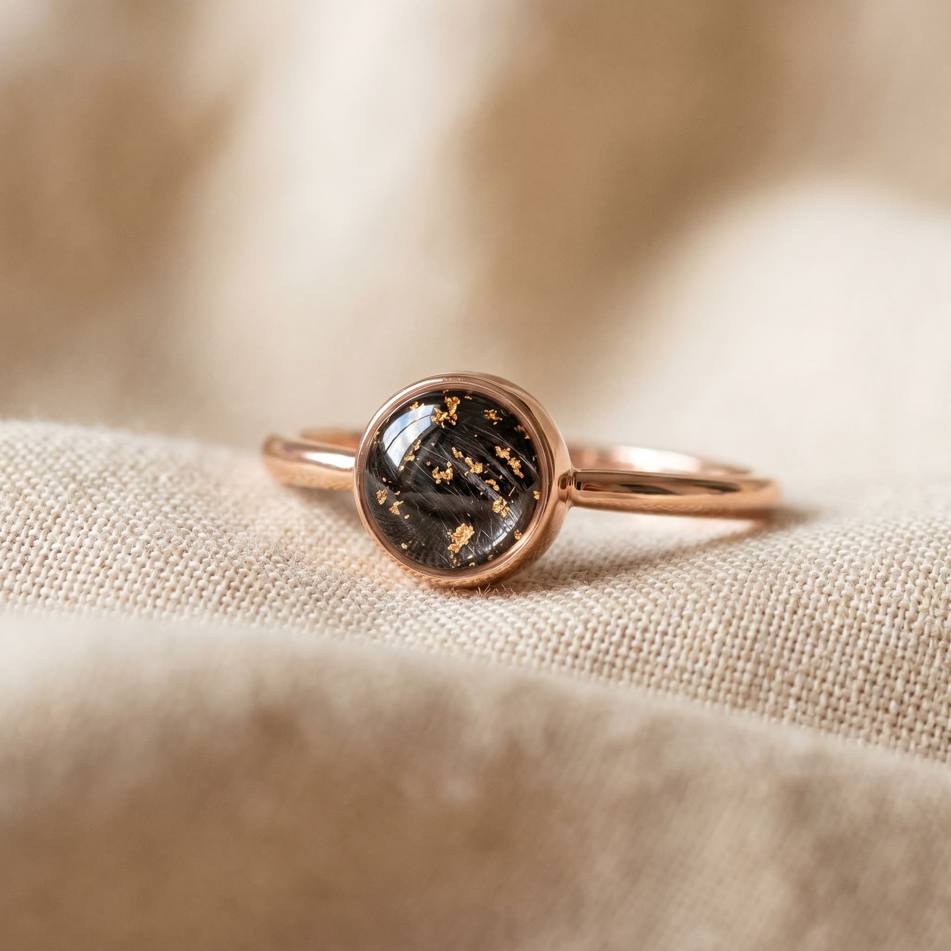 Circle of Life Ring with Pet Fur - close-up detail view, second angle