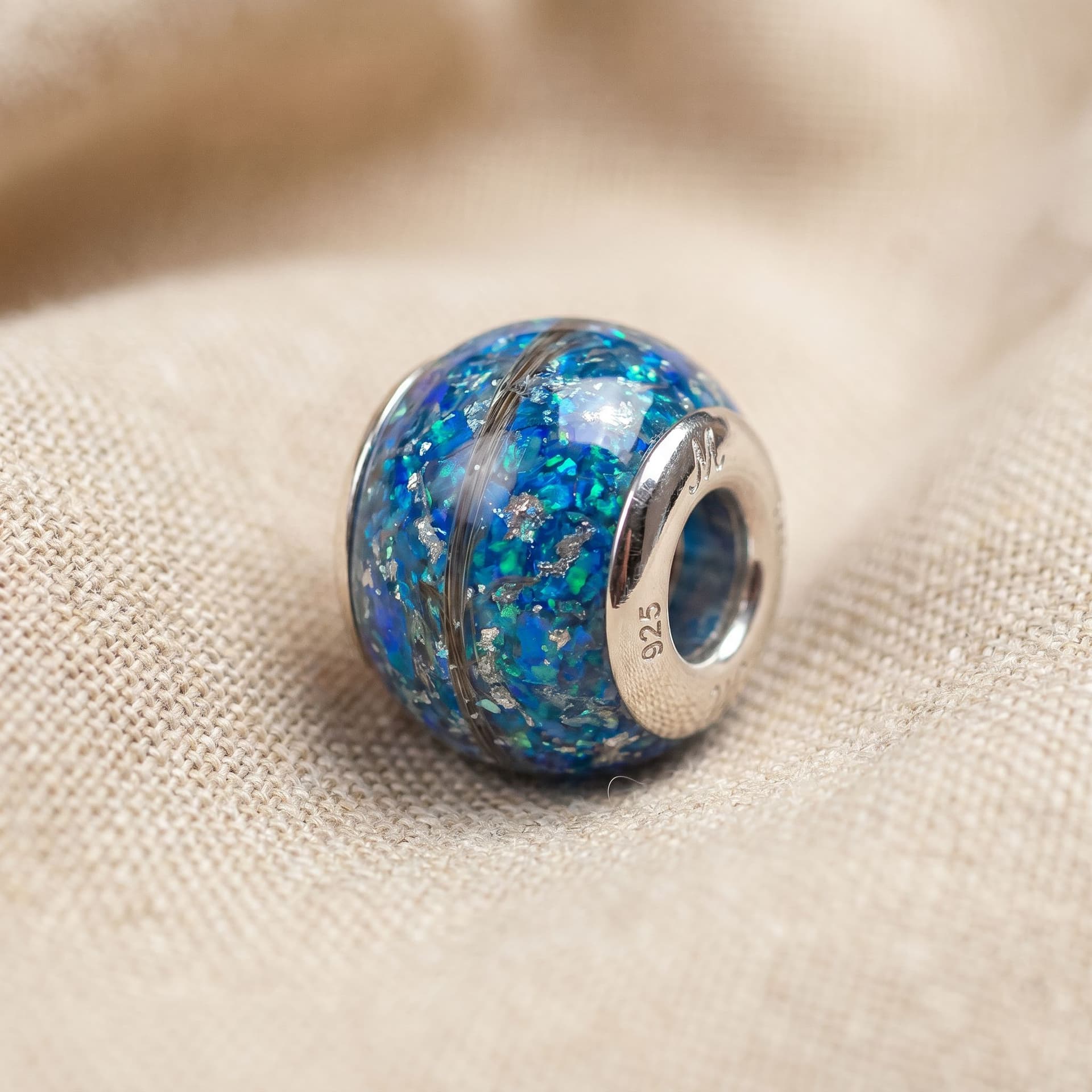 Pandora Charm with Pet Fur - close-up detail view, second angle