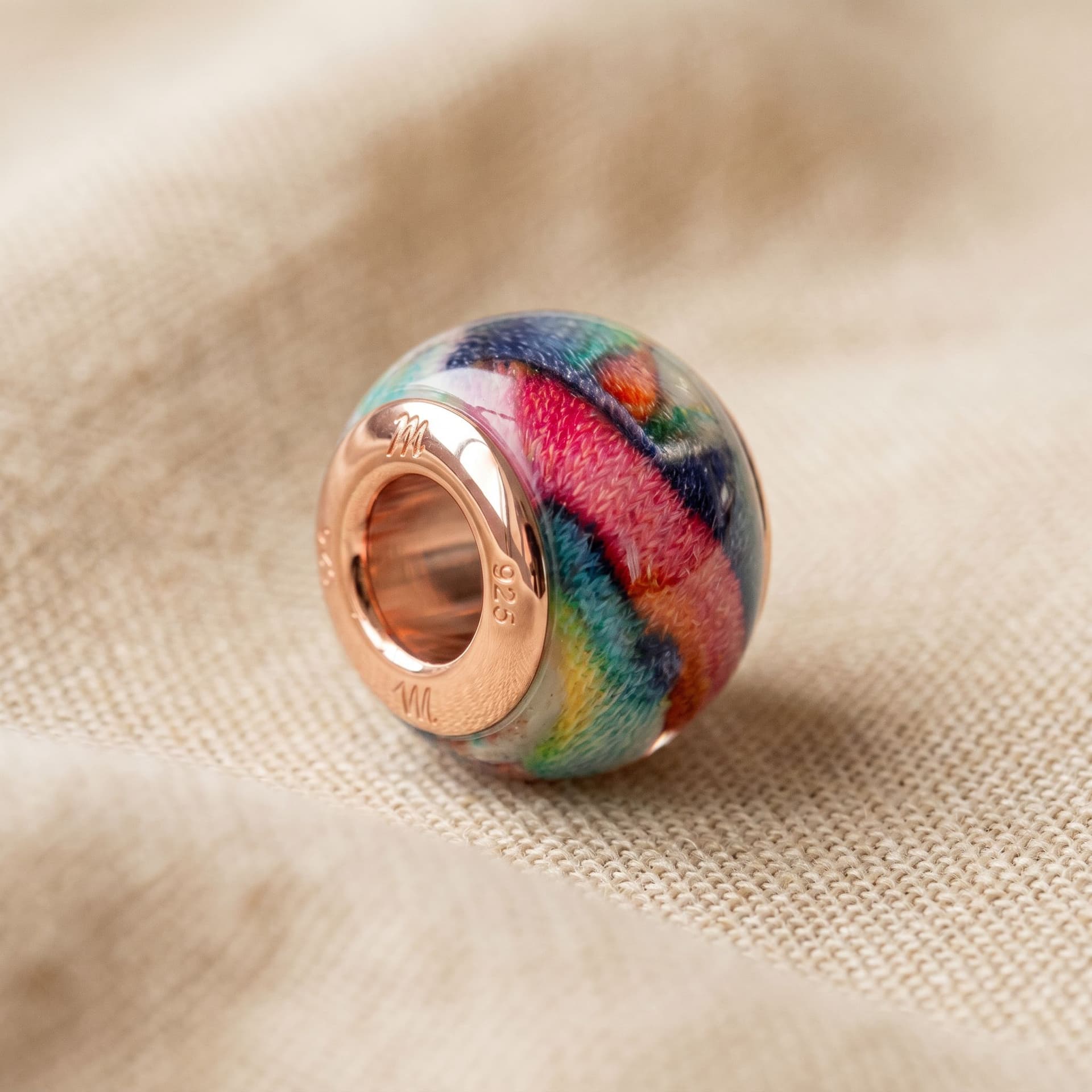 Pandora Charm with Memorabilia - close-up detail view, third angle