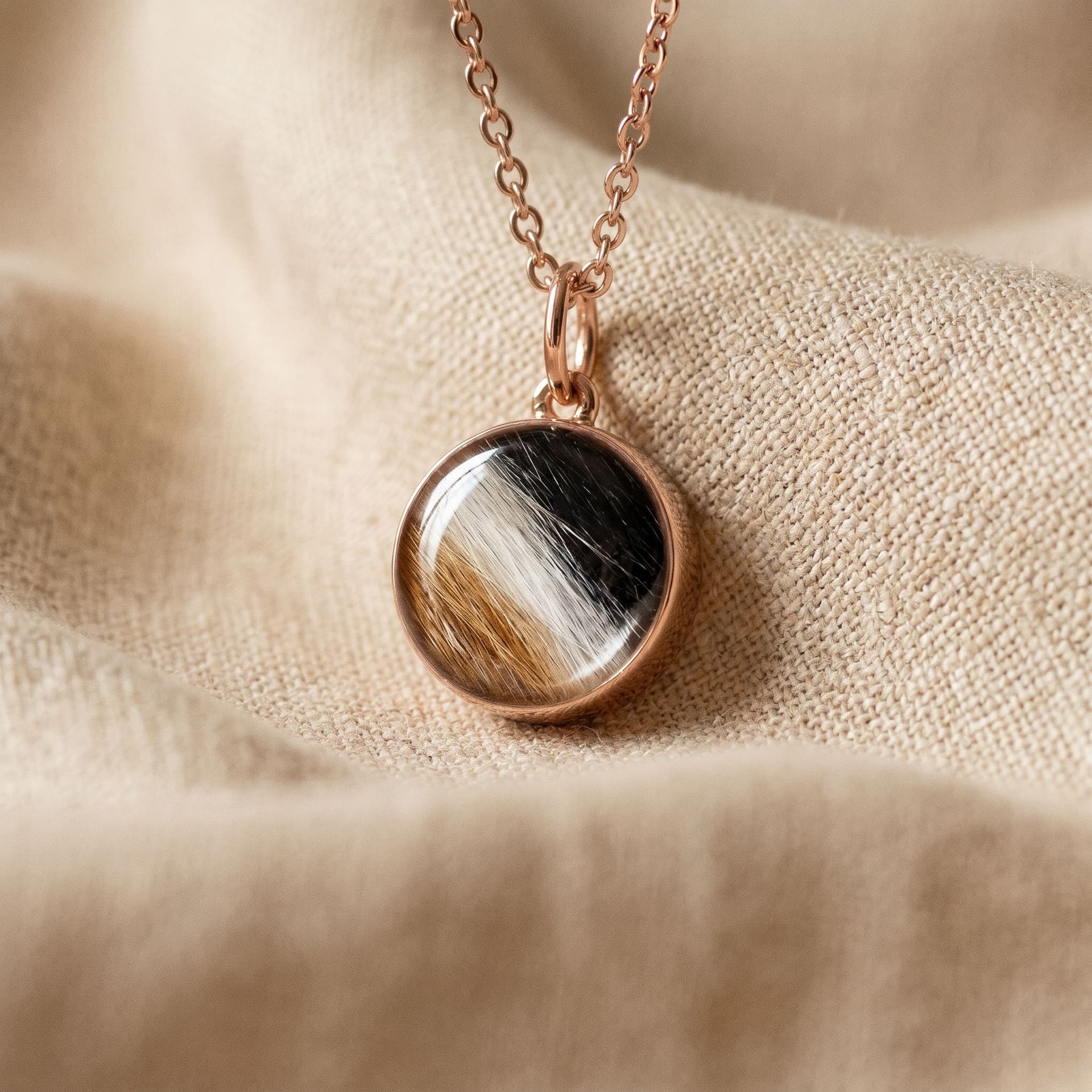 Circle of Life Pendant with Pet Fur (12 mm) - close-up detail view, third angle