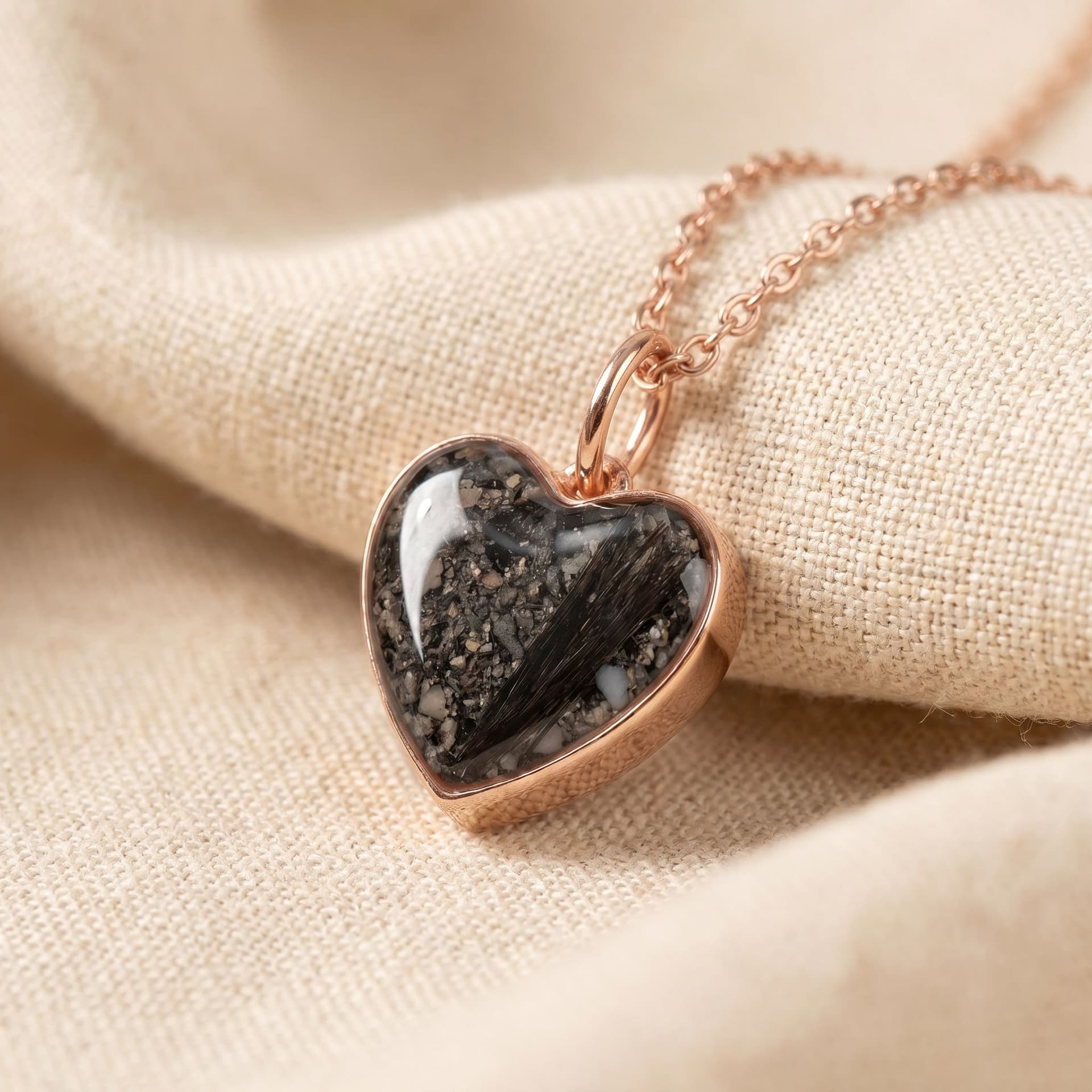 Sweetheart Necklace with Ashes - close-up detail view, third angle