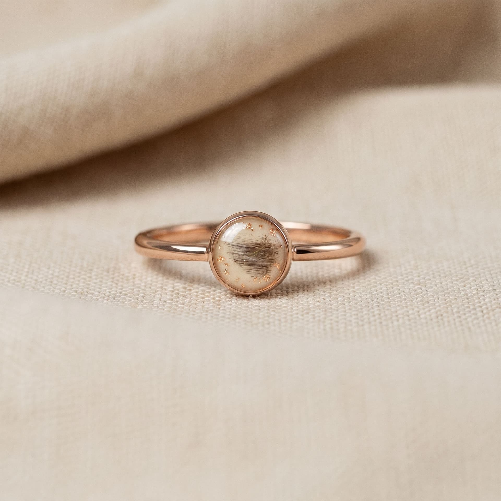 Circle of Life Ring with Pet Fur - close-up detail view, third angle