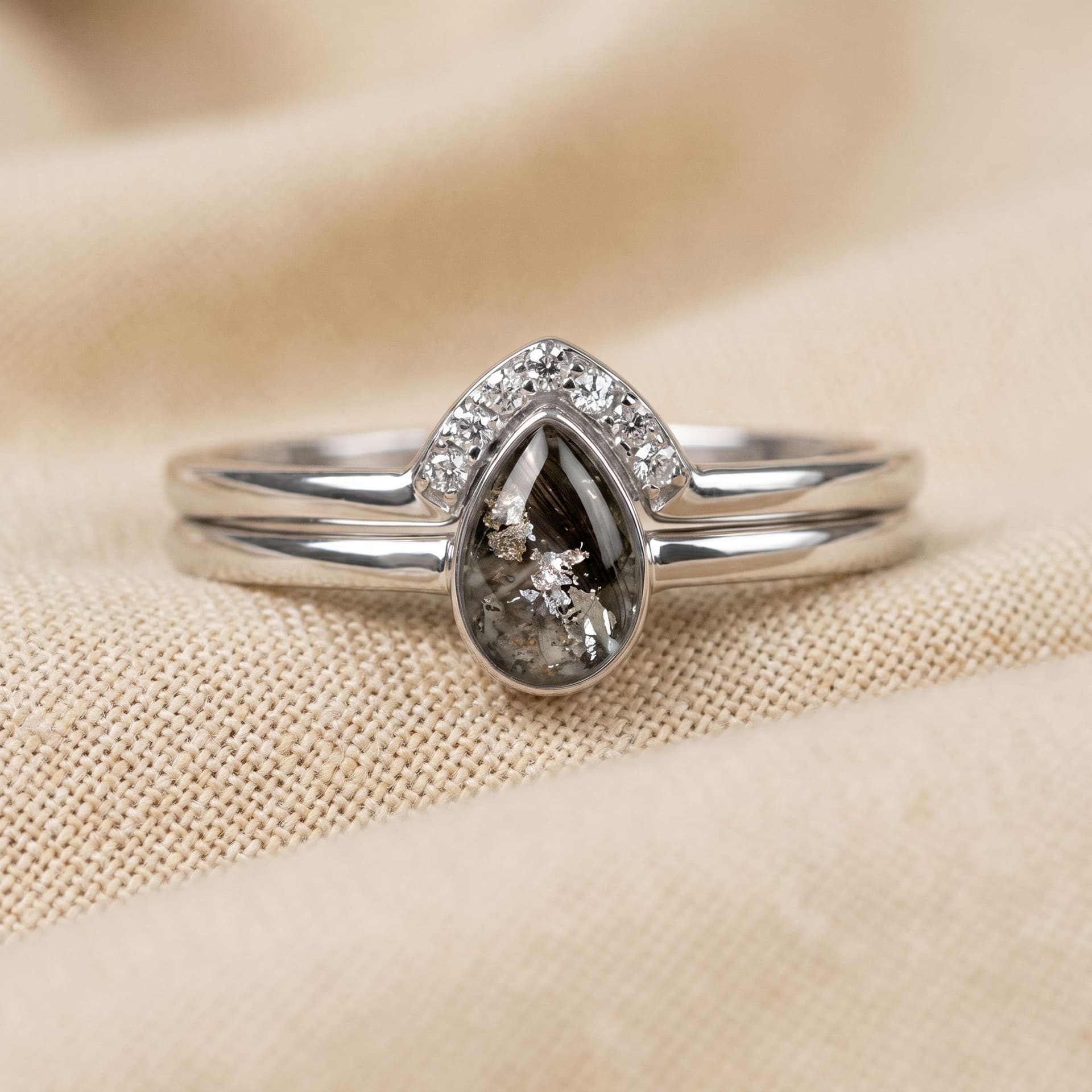 Together Ring with Ashes - close-up detail view, third angle
