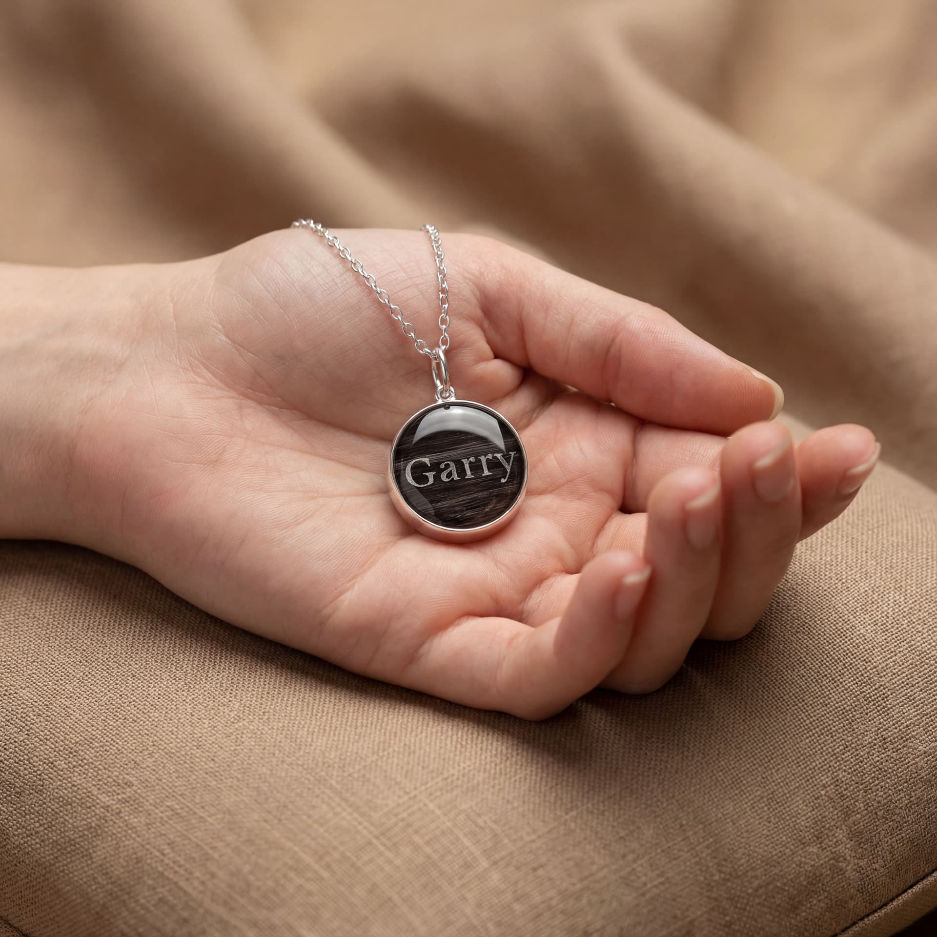 Circle of Life Pendant with Pet Fur (18 mm) - held in hand
