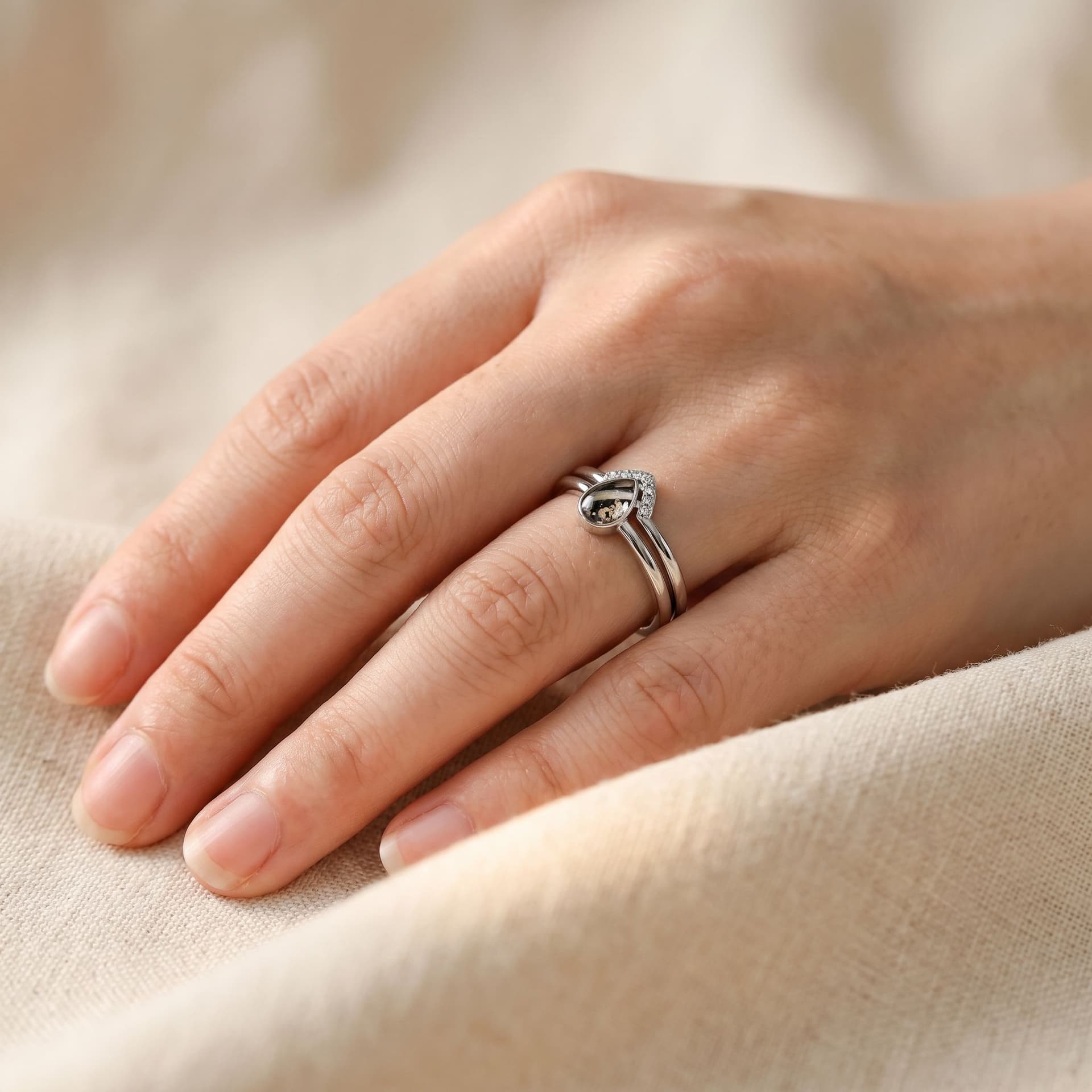 Together Ring with Hair - held in hand
