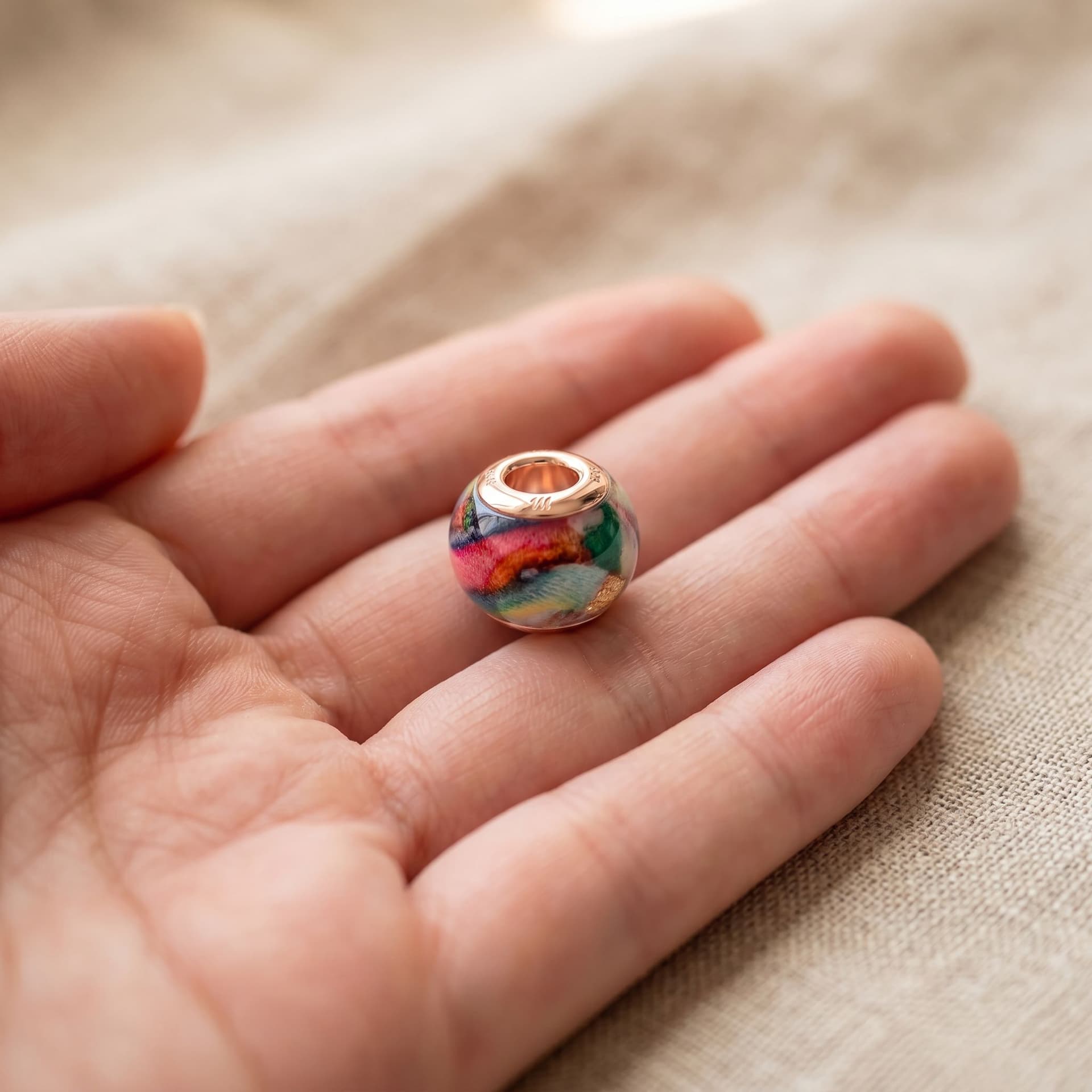 Pandora Charm with Memorabilia - held in hand
